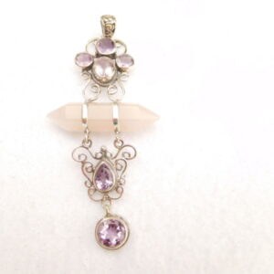 Point Pendant / Horizonal (Ass. Stones) / sterling silver