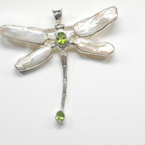 Dragonfly Pin/Pendant / Sterling Silver / Ass. Stones